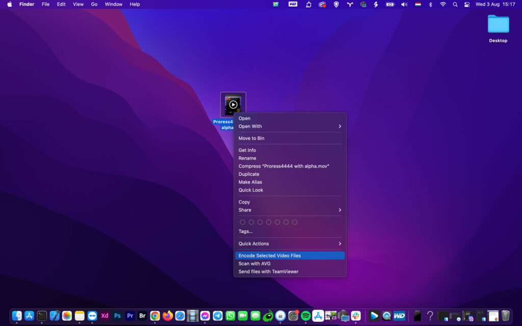 Convert a Proress 4444 video with alpha to HEVC with alpha Touchpix